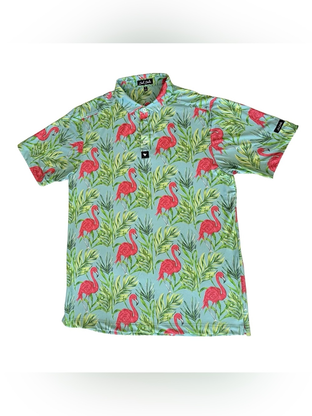 Bad Birdie Flamingo Print Polo